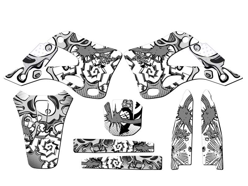 1999-2002 KX 250 ZANY White Senge Graphics Kit compatible con Kawasaki - Imagen 2 de 10