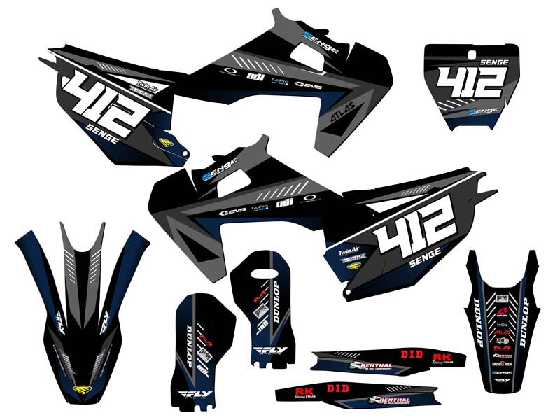 Kit de gráficos TX SURGE 2019-2022 negro Senge compatible con Husqvarna - Imagen 8 de 10