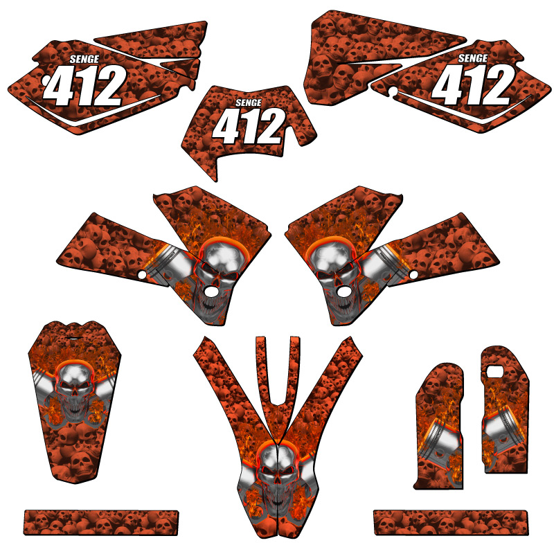 2007 XCF-W FLAMING GEARHEAD Orange Senge Graphics Kit Compatible with KTM - Bild 8 von 10