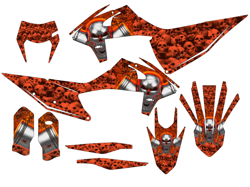2020-2023 XCF-W FLAMING GEARHEAD Orange Senge Graphics Kit Compatible with KTM - Bild 5 von 10