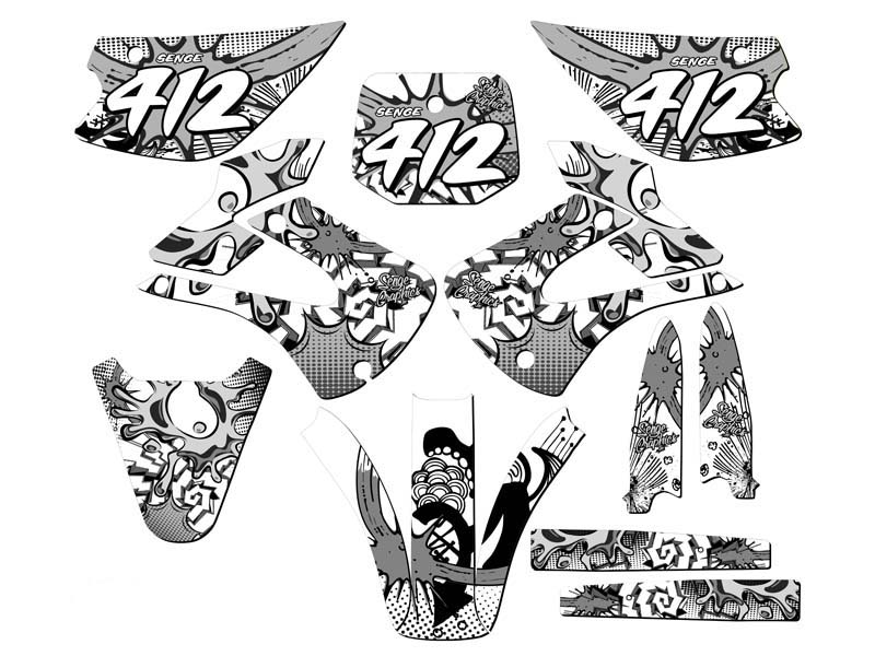 2001-2013 KX 100 ZANY White Senge Graphics Kit Compatible with Kawasaki - Picture 8 of 10
