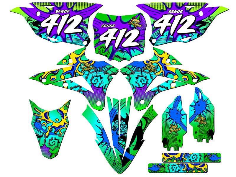 Kit de gráficos KX 100 ZANY Green Senge 2014-2021 compatible con Kawasaki - Imagen 8 de 10
