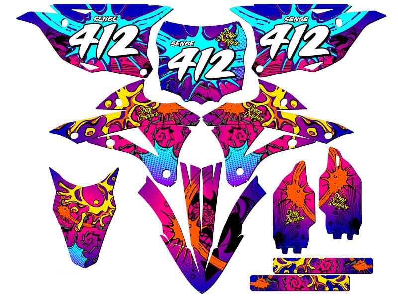 2014-2021 KX 100 ZANY Pink Senge Graphics Kit compatible con Kawasaki - Imagen 8 de 10