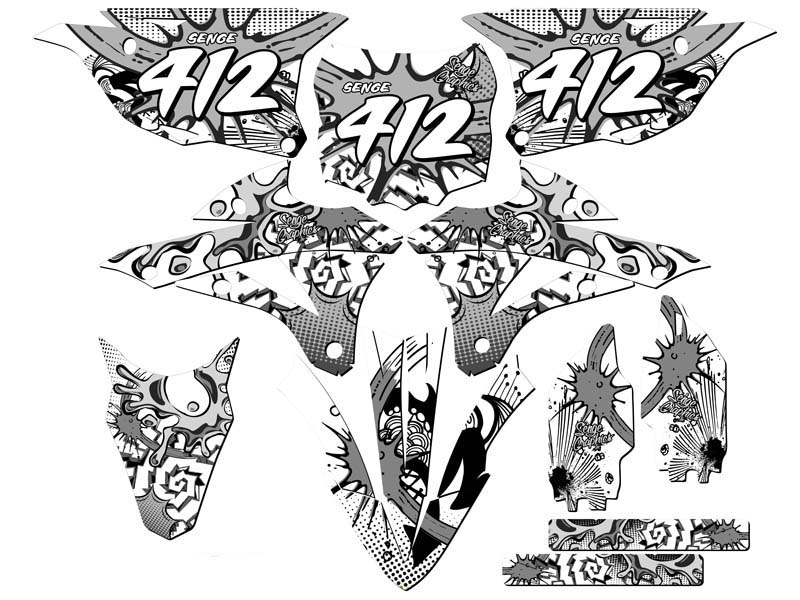 2014-2021 KX 100 ZANY White Senge Graphics Kit compatible con Kawasaki - Imagen 8 de 10