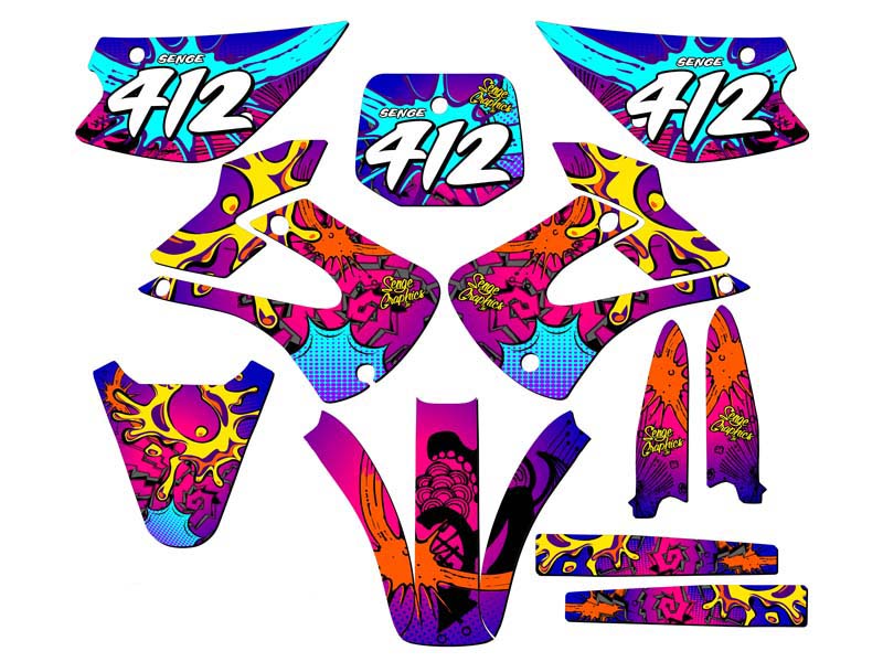 2001-2013 w/ UFO FENDERS KX 100 ZANY Pink Senge Graphics Kit Compatible with - Picture 8 of 10