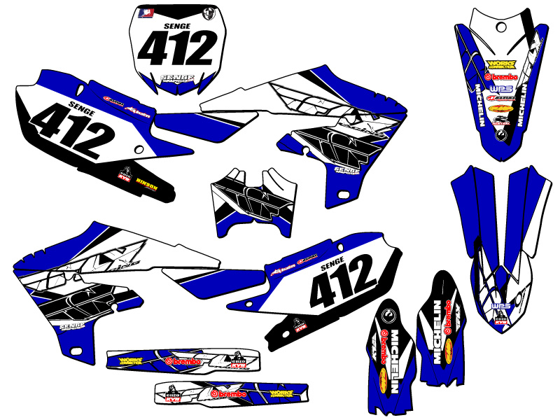 Kit de gráficos YZ 250 F 2019-2023 4 tiempos 13 Fly Blue Senge compatible con - Imagen 8 de 10