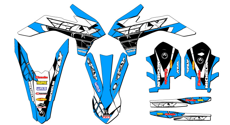 2014-2015 XCF-W 13 FLY Sky Blue Senge Graphics Kit Compatible with KTM - Picture 2 of 10