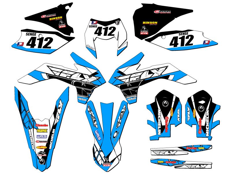 2014-2015 XCF-W 13 FLY Sky Blue Senge Graphics Kit Compatible with KTM - Picture 8 of 10