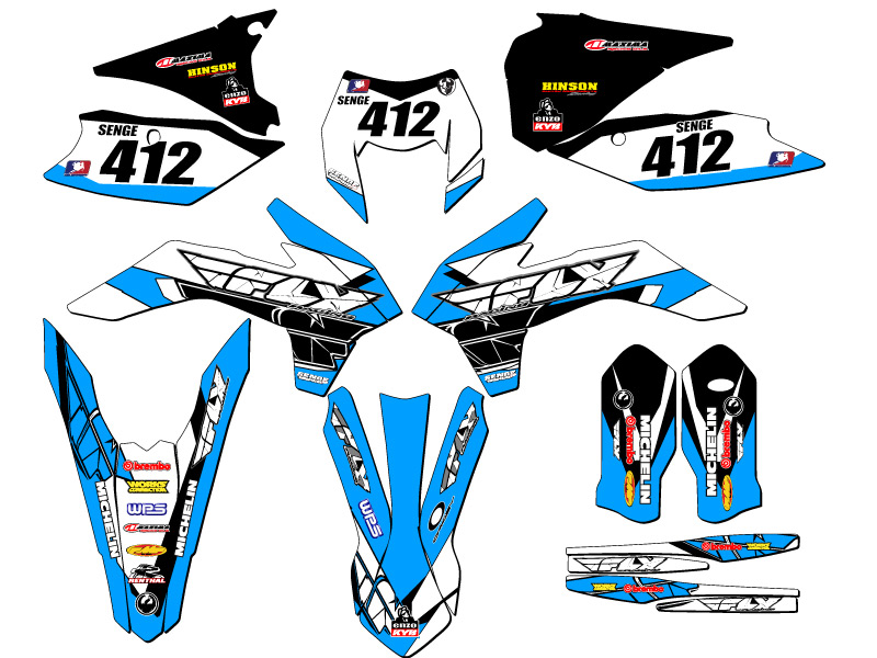 XCF-W 13 FLY 2016 Sky Blue Senge kit de gráficos compatible con KTM - Imagen 8 de 10