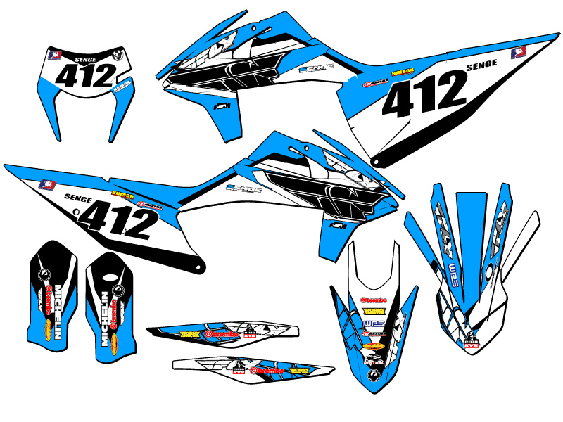 2020-2023 XCF-W 13 FLY Sky Blue Senge Graphics Kit Compatible with KTM - Bild 8 von 10