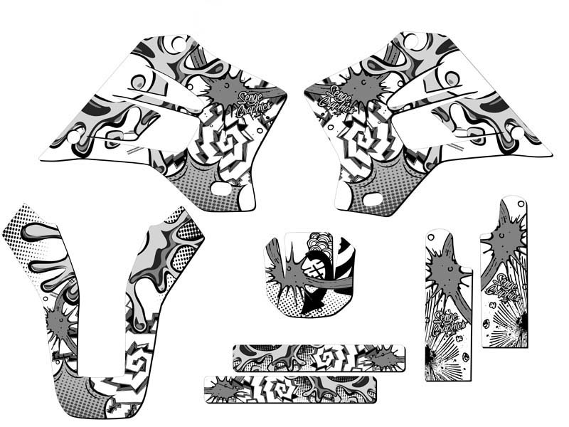 1995-2008 KDX 220 ZANY White Senge Graphics Kit Compatible with Kawasaki - Picture 2 of 10