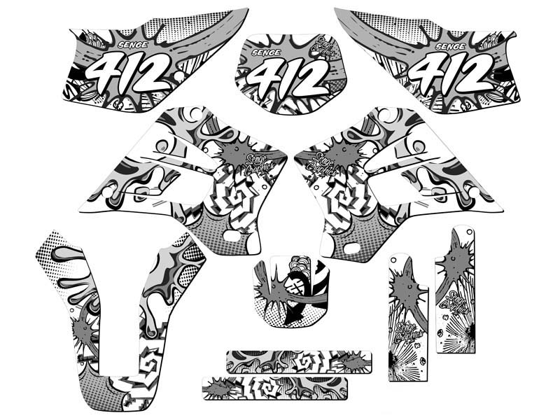 1995-2008 KDX 220 ZANY White Senge Graphics Kit Compatible with Kawasaki - Picture 8 of 10