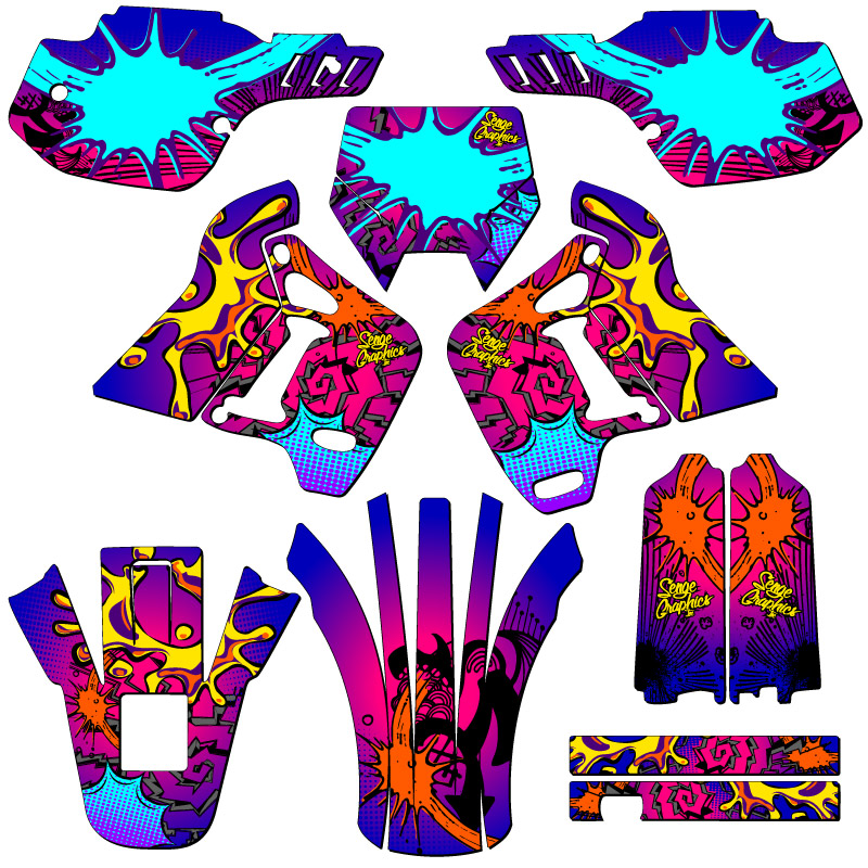 1991-1994 KDX 200 ZANY Pink Senge Graphics Kit Compatible with Kawasaki - Picture 5 of 10