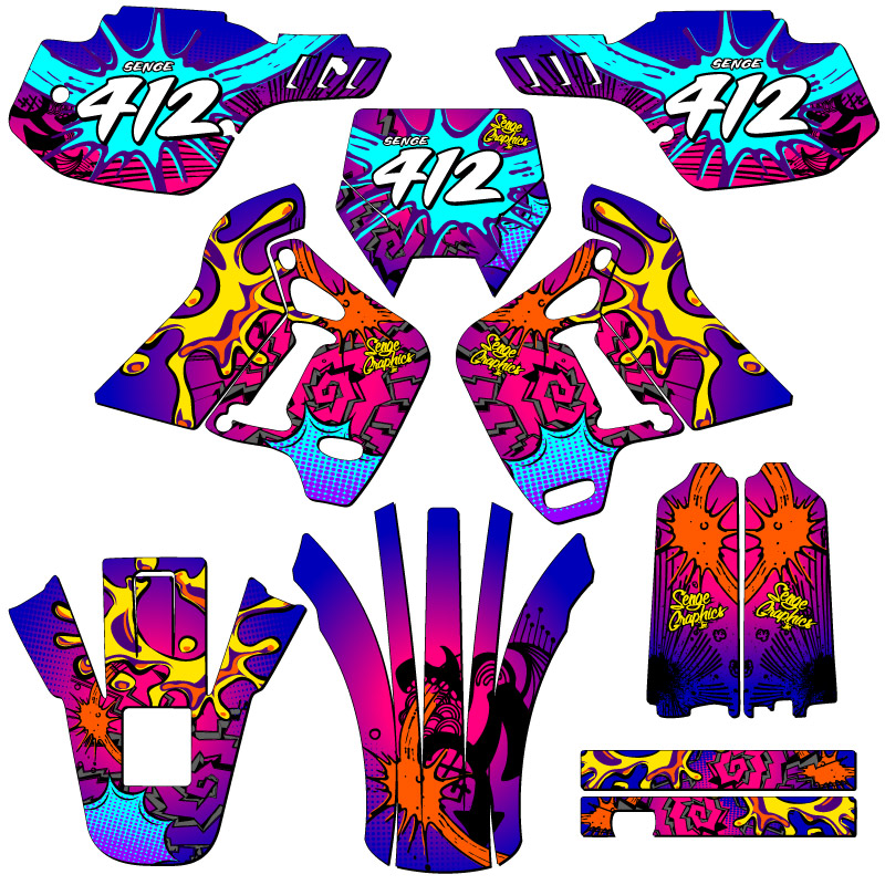 1991-1994 KDX 200 ZANY Pink Senge Graphics Kit Compatible with Kawasaki - Picture 8 of 10