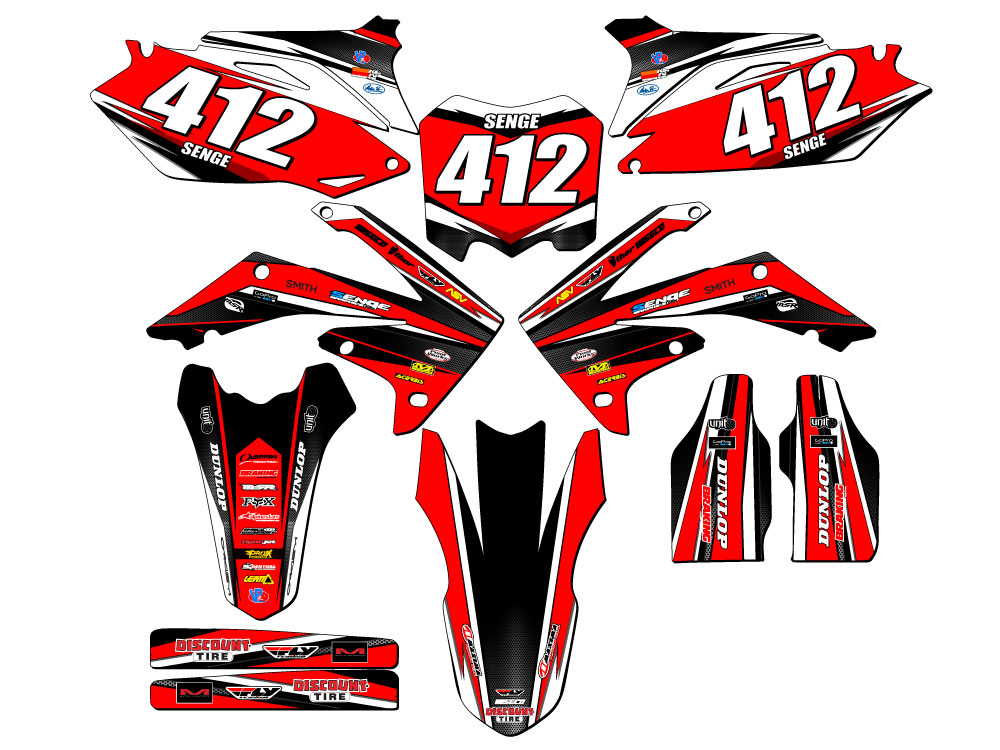 2009-2012 CRF 450 R VIGOR Red Senge Graphics Kit Compatible with Honda - Picture 8 of 10