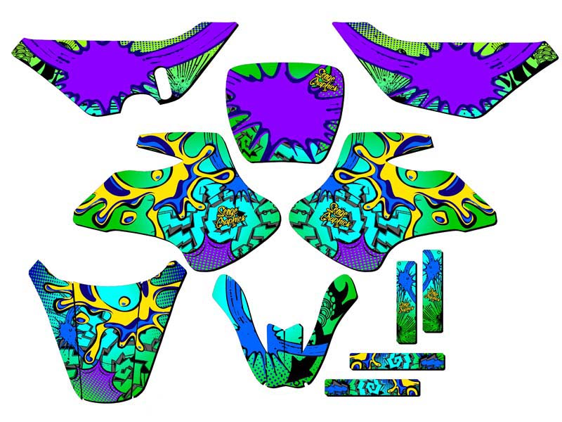 All Years KDX 50 ZANY Green Senge Graphics Kit Compatible with Kawasaki - Picture 5 of 10