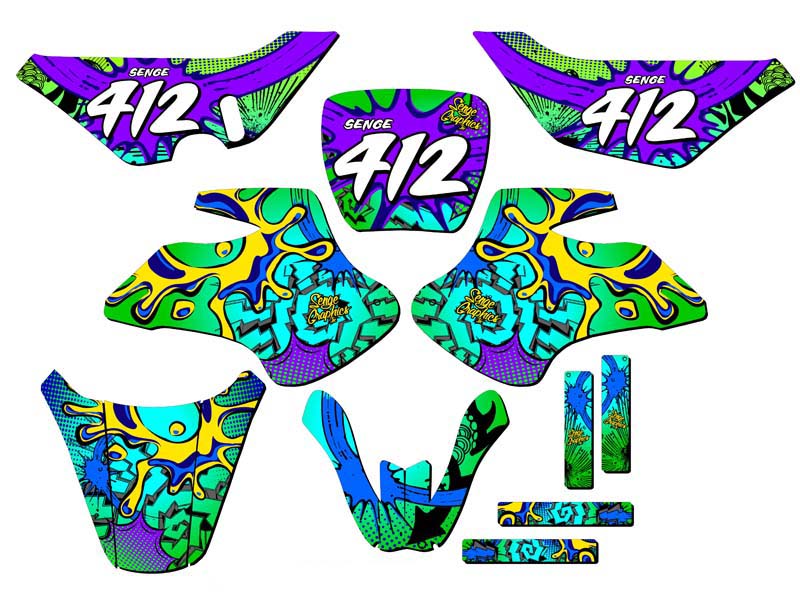 All Years KDX 50 ZANY Green Senge Graphics Kit Compatible with Kawasaki - Picture 8 of 10