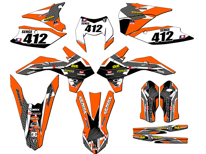XCF-W PODIUM 2016 Orange Senge kit de gráficos compatible con KTM - Imagen 8 de 10