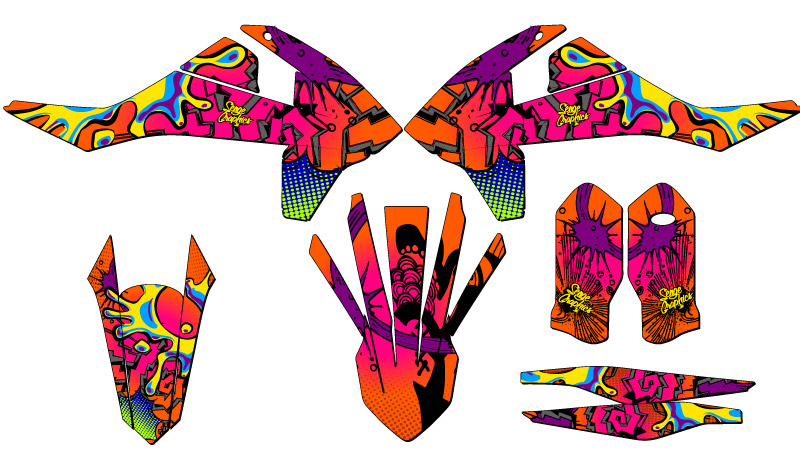 2016-2018 SXF ZANY Orange Senge Graphics Kit Compatible with KTM - Foto 2 di 10