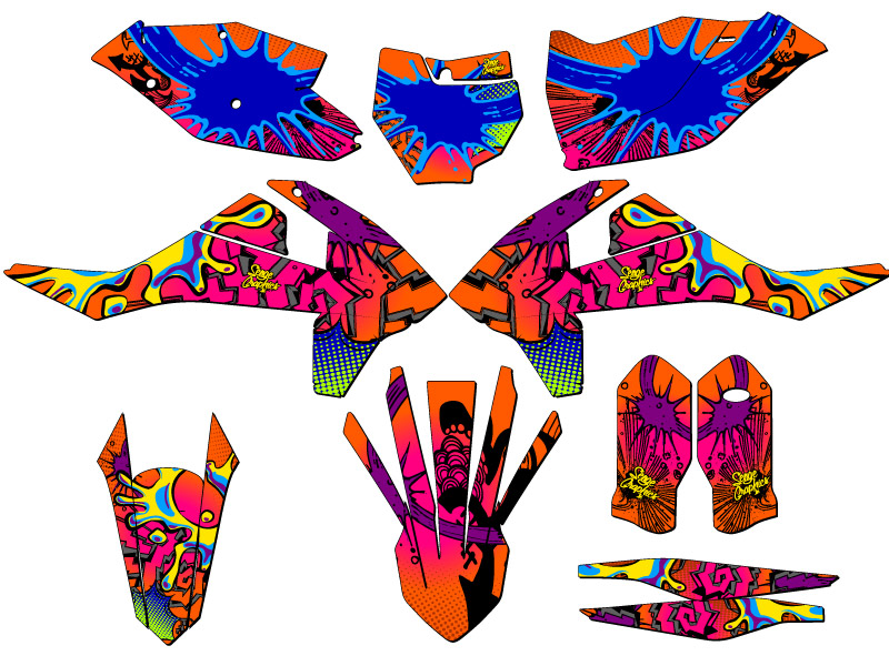 2016-2018 SXF ZANY Orange Senge Graphics Kit Compatible with KTM - Foto 5 di 10