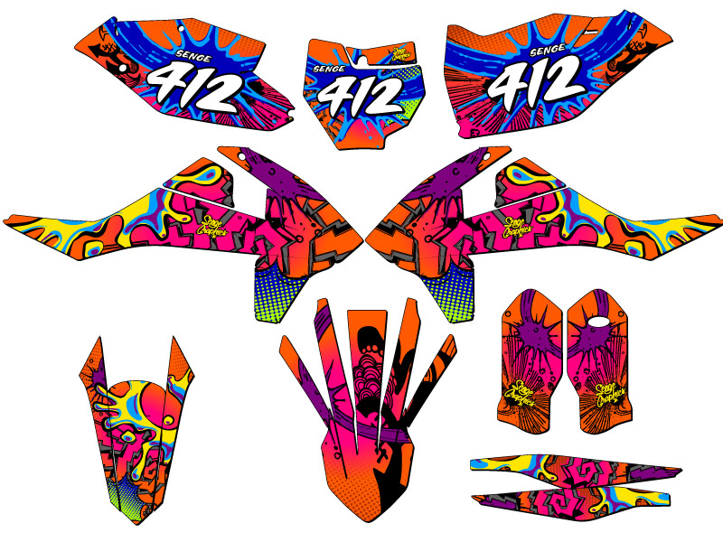 2016-2018 SXF ZANY Orange Senge Graphics Kit Compatible with KTM - Foto 8 di 10