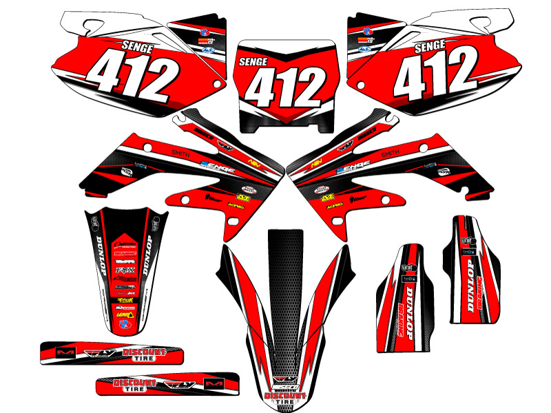 2006-2007 CRF 250 R VIGOR Red Senge Graphics Kit Compatible with Honda - Foto 8 di 10