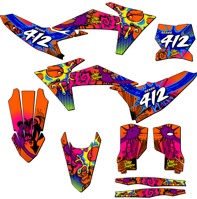 Kit de gráficos SXF ZANY Orange Senge 2023-2024 compatible con KTM - Imagen 8 de 10