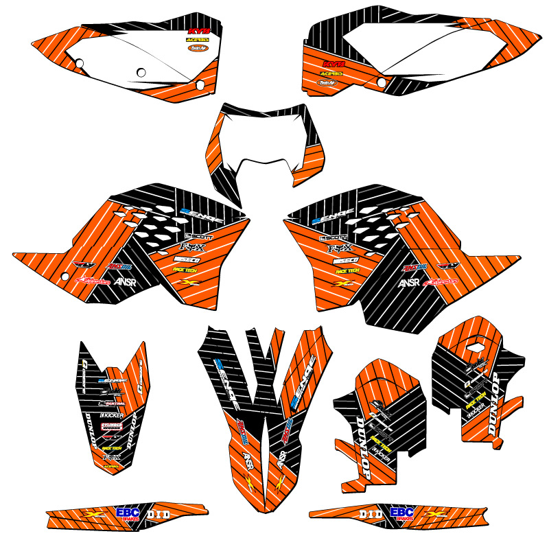 2008-2011 XCF-W RACE SERIES Orange Senge Graphics Kit Compatible with KTM - Picture 5 of 10