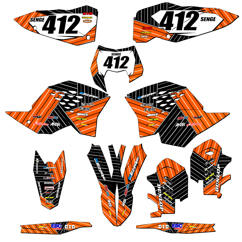 2008-2011 XCF-W RACE SERIES Orange Senge Graphics Kit Compatible with KTM - Picture 8 of 10