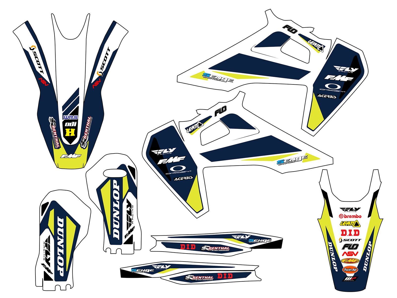 2019-2022 FC TAPER White Senge Graphics Kit Compatible with Husqvarna - Foto 2 di 10