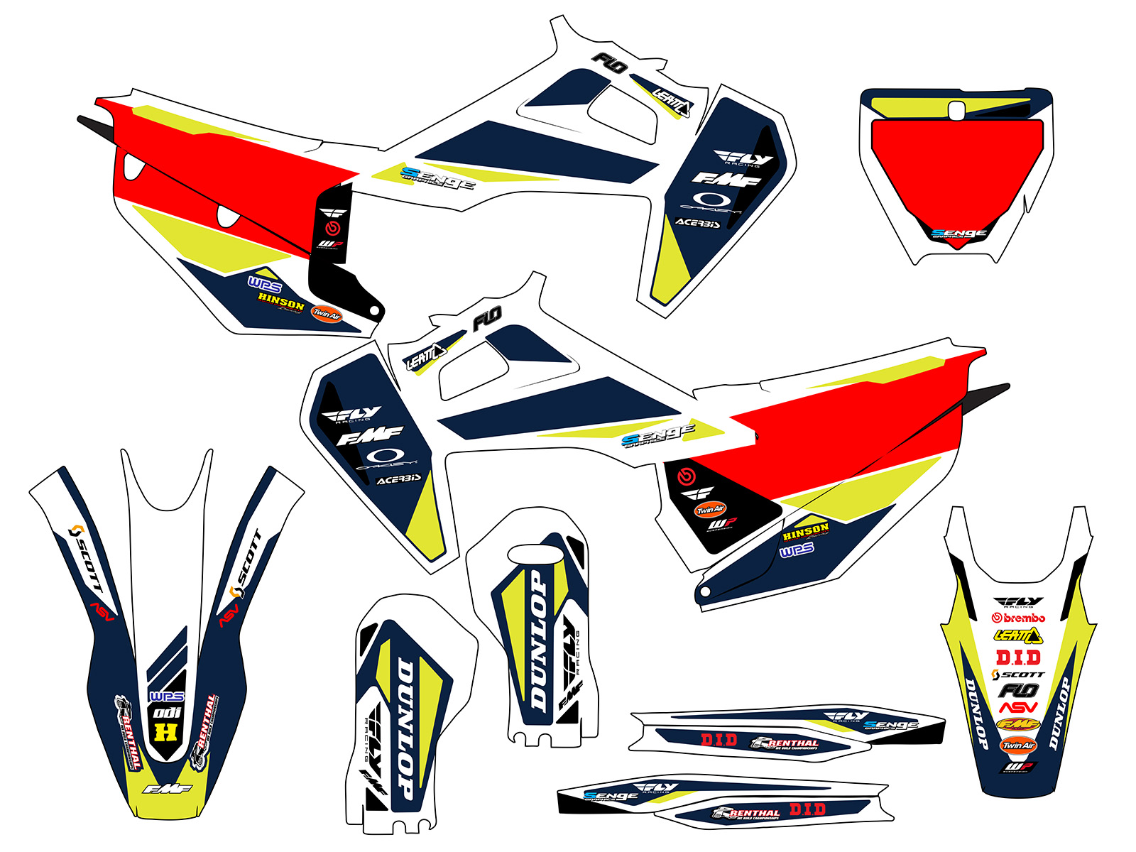 2019-2022 FC TAPER White Senge Graphics Kit Compatible with Husqvarna - Foto 5 di 10