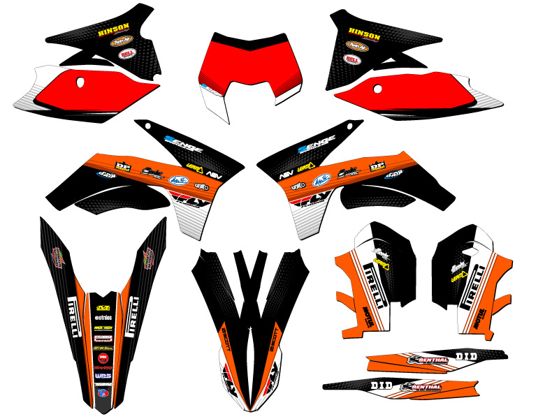 2012-2013 XCF-W RICOCHET Orange Senge Graphics Kit Compatible with KTM - Foto 5 di 10