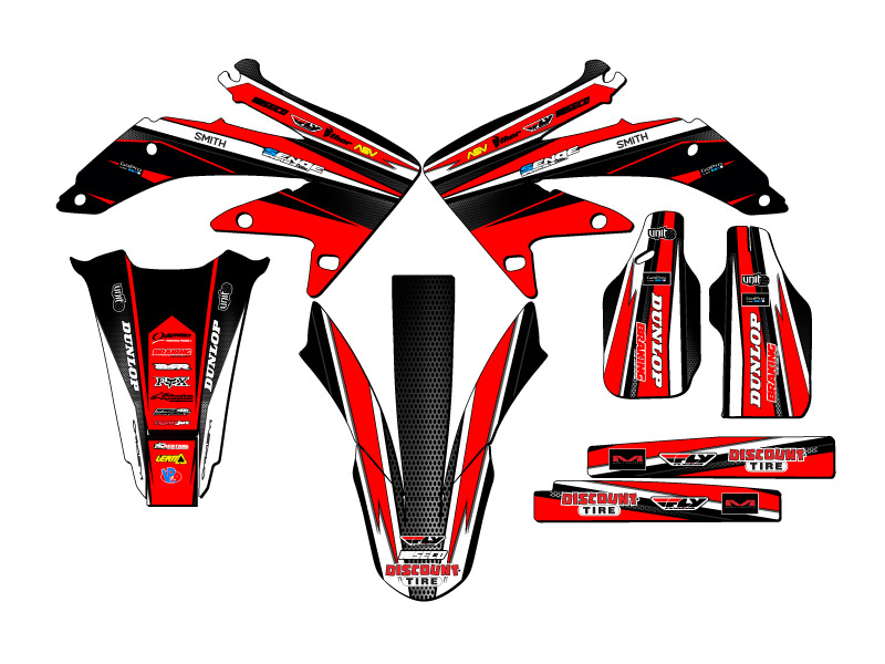 2008-2018 CRF 450 X VIGOR Red Senge Graphics Kit Compatible with Honda - Foto 2 di 10