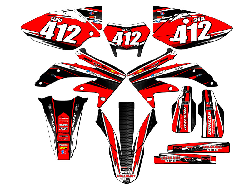 2008-2018 CRF 450 X VIGOR Red Senge Graphics Kit Compatible with Honda - Foto 8 di 10