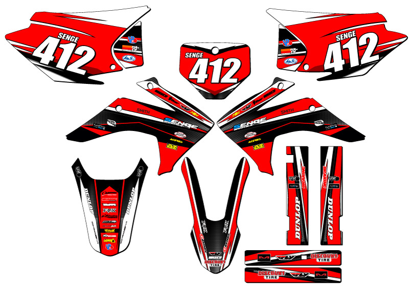 2015-2020 CRF 230 F VIGOR Red Senge Graphics Kit Compatible with Honda - Picture 8 of 10