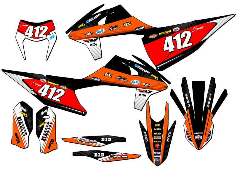 2020-2023 XCF-W RICOCHET Orange Senge Graphics Kit Compatible with KTM - Foto 8 di 10