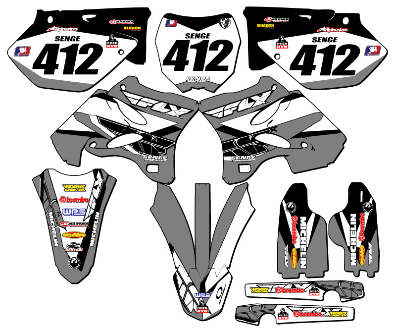 Kit de gráficos Senge YZ 125 13 FLY 2005-2007 gris compatible con Yamaha - Imagen 8 de 10