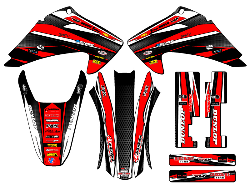 2003-2007 CRF 150 F VIGOR Red Senge Graphics Kit Compatible with Honda - Foto 2 di 10