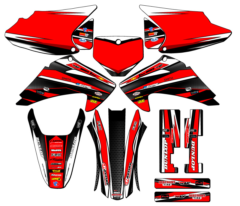 2003-2007 CRF 150 F VIGOR Red Senge Graphics Kit Compatible with Honda - Foto 5 di 10