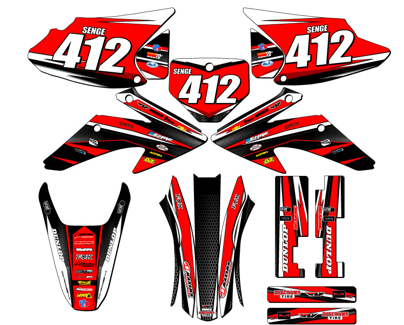 2008-2014 CRF 150 F VIGOR Red Senge Graphics Kit Compatible with Honda - Picture 2 of 10