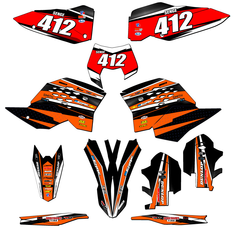 2008-2011 XCF-W VIGOR Orange Senge Graphics Kit Compatible with KTM - Foto 8 di 10