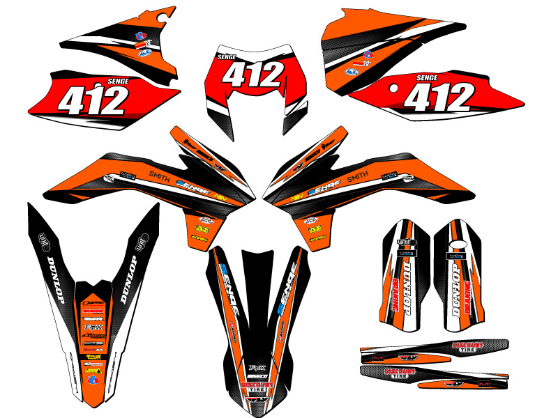 Kit de gráficos XCF-W VIGOR 2016 Orange Senge compatible con KTM - Imagen 8 de 10