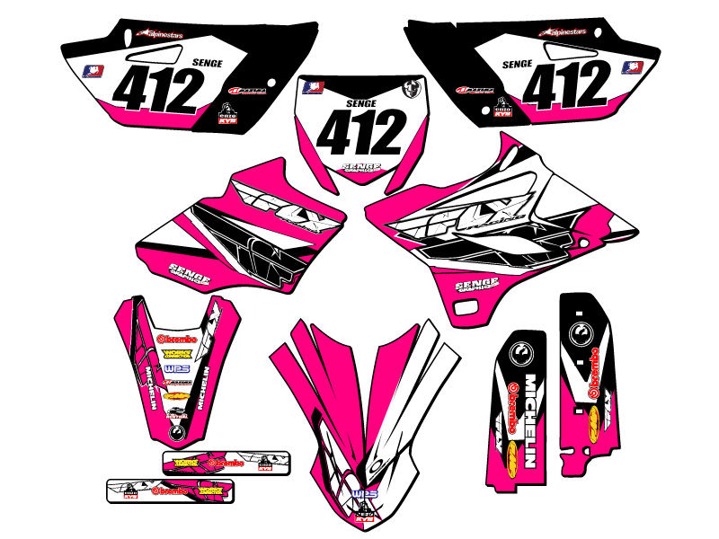 2015-2018 YZ 85 13 FLY Pink Senge Graphics Kit Compatible with Yamaha - Foto 8 di 10
