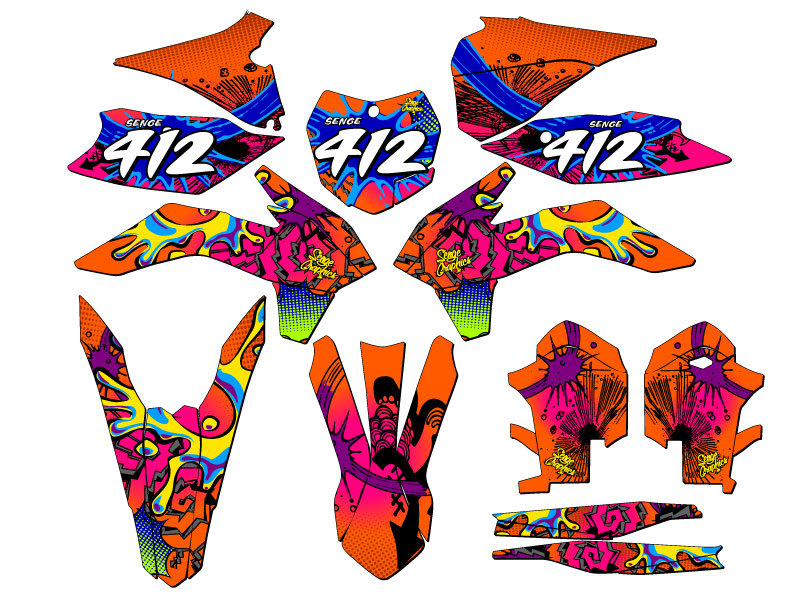 Kit de gráficos XCF ZANY Orange Senge 2013-2014 compatible con KTM - Imagen 8 de 10