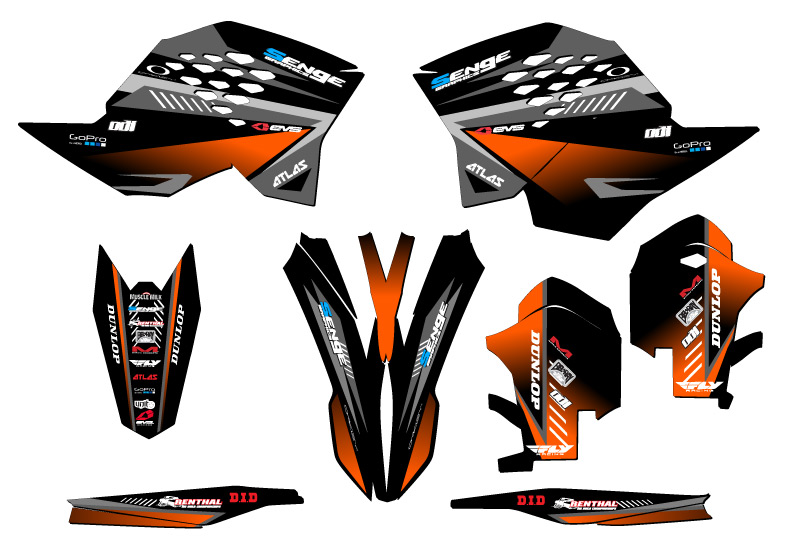 2008-2011 XCF-W SURGE Black Senge Graphics Kit Compatible with KTM - Picture 2 of 10