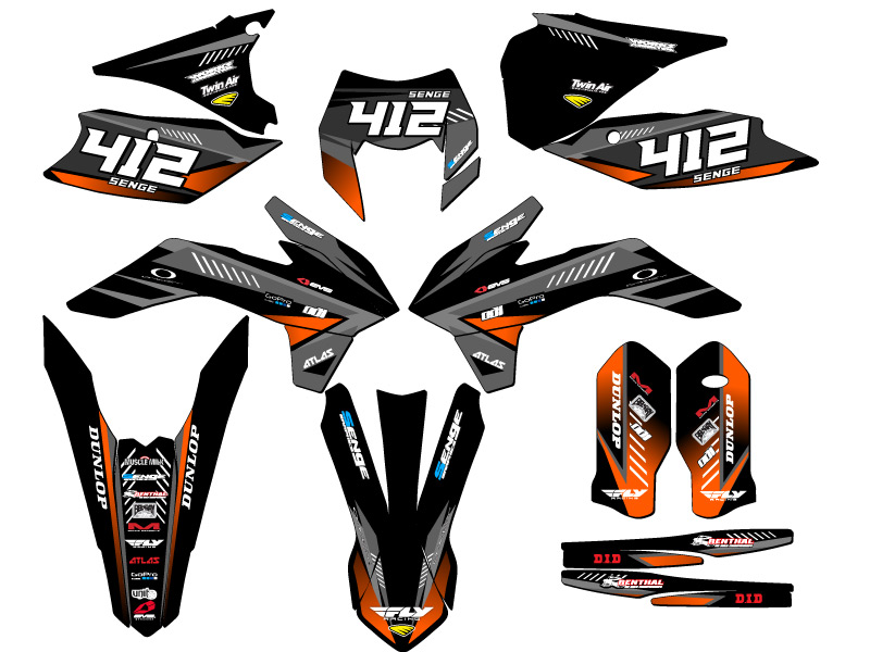 XCF-W SURGE 2016 Black Senge kit de gráficos compatible con KTM - Imagen 8 de 10