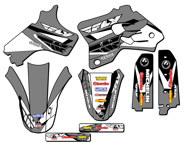 1993-2001 YZ 80 13 FLY Grey Senge Graphics Kit Compatible with Yamaha - Picture 2 of 10