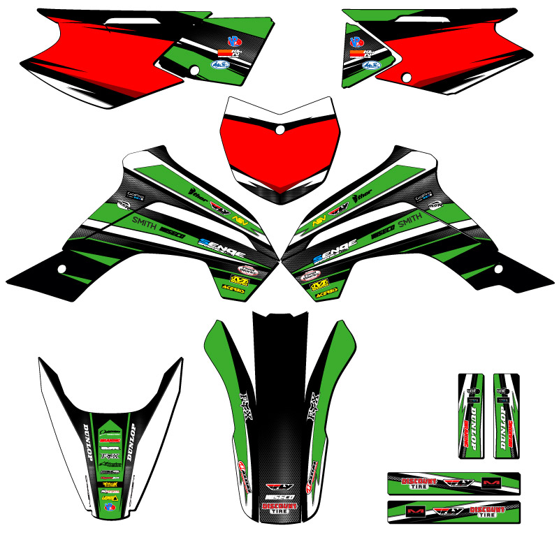 Kit de gráficos KLX 140 VIGOR 2019-2020 Green Senge compatible con Kawasaki - Imagen 5 de 10
