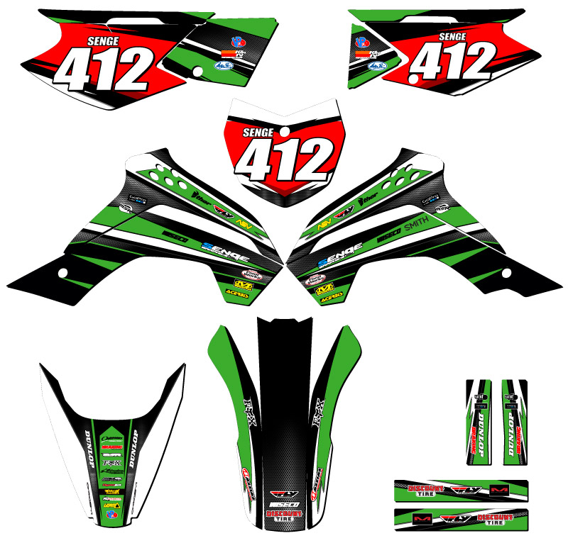 2008-2018 KLX 140 VIGOR Green Senge Graphics Kit Compatible with Kawasaki - Picture 8 of 10