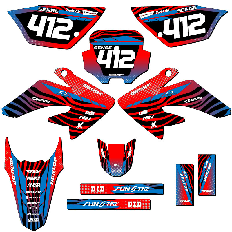 Kit de gráficos CRF 100 TIGRE 2011-2016 rojo Senge compatible con Honda - Imagen 8 de 10